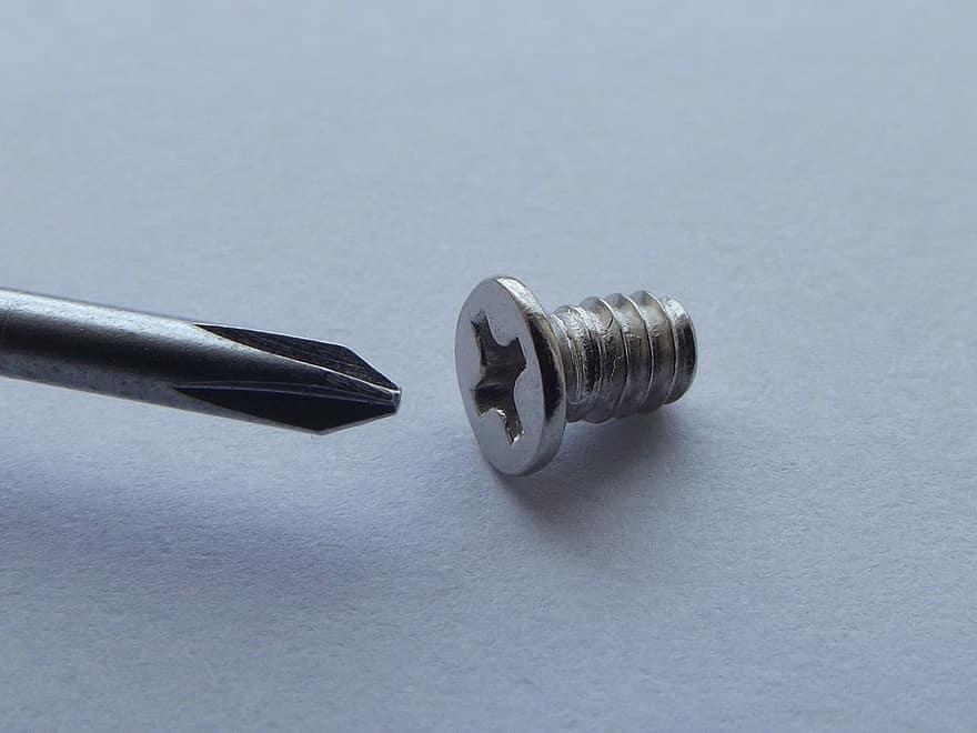 screw driver that fits a screw implying correct layout of the play