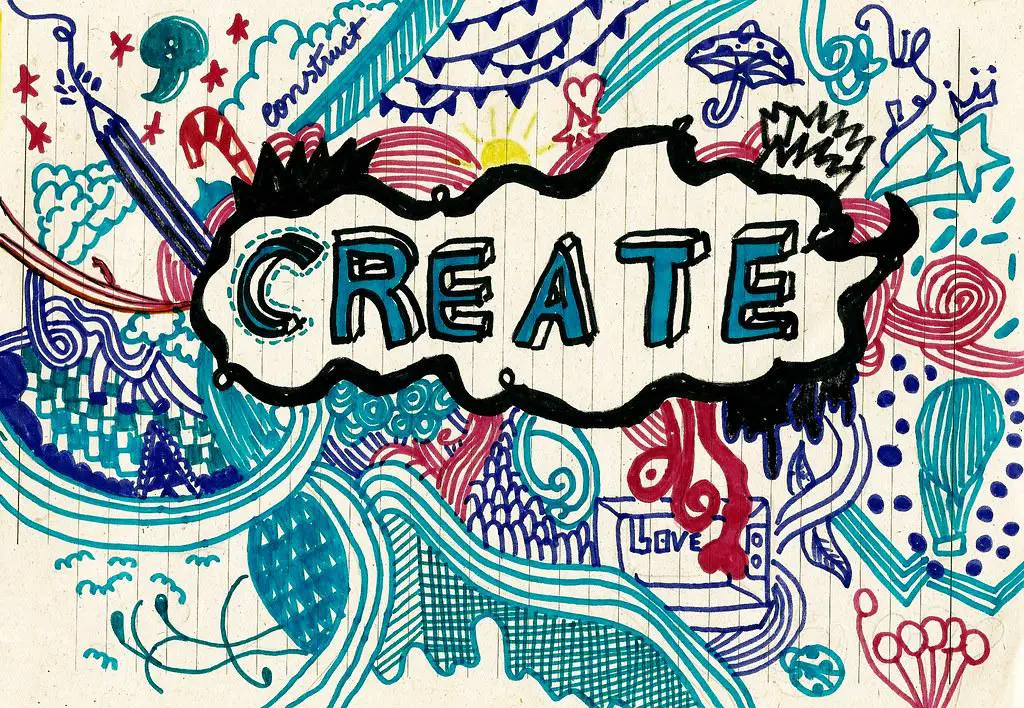 very colorful abstract image with the word "create" in the middle