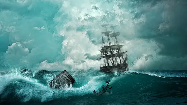 narrative structure in which the setting of the story shows a ship in a storm with a loose barrel tossing in the sea
