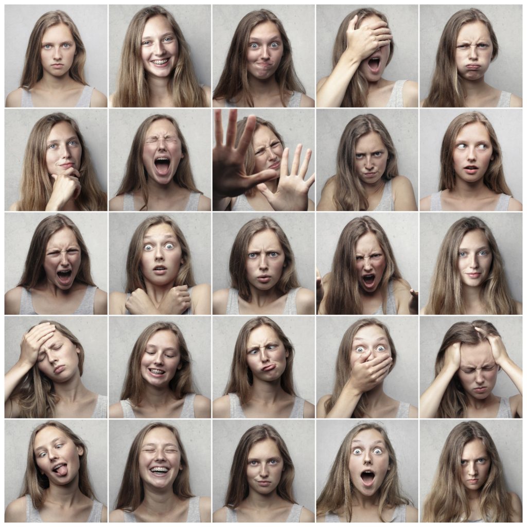 women with many facial expressions