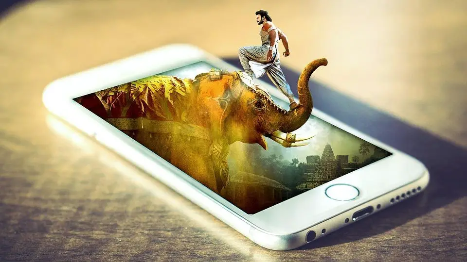 Iphone, Elephant, An Indian man